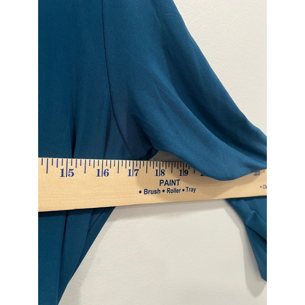 NY Collection Petite Jumpsuit Womens PL Teal Blue Wrap V-Neck Casual Elegant NWT - Picture 4 of 16